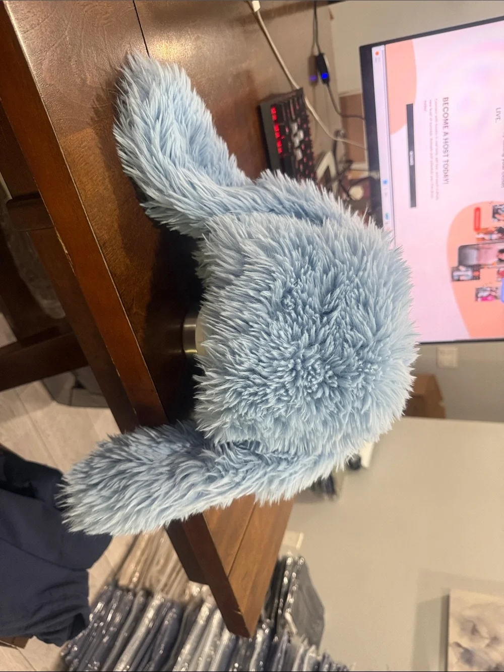 Plush Light Blue Fuzzy Kids Hat - Soft Winter Accessory